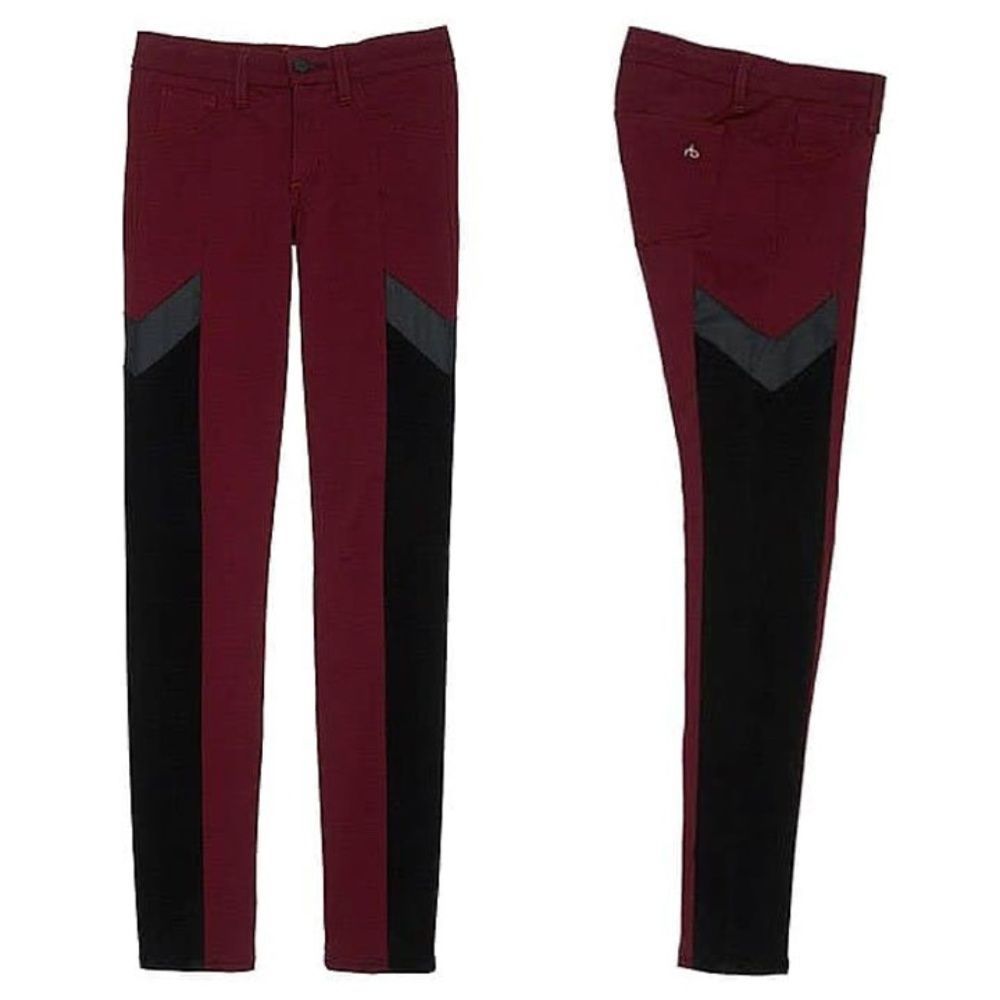 Rag & Bone JEAN - “Grand Prix” Motocross Legging Jeans - SZ 27, Red, Black, Grey